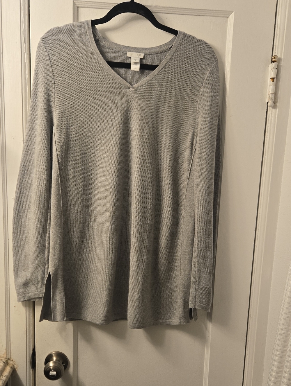 J. Jill Light Gray V-Neck Sweater